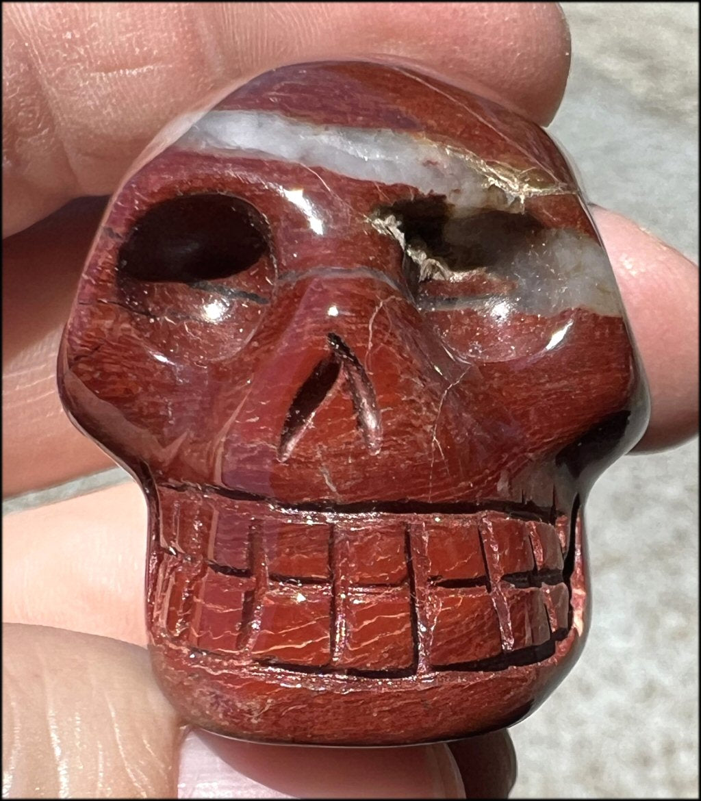 Red Spiral Jasper CRYSTAL SKULL with Agate inclusions