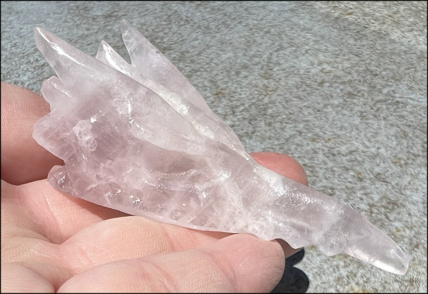 Rose Quartz PHOENIX Crystal Skull - Self-Acceptance, Heart Chakra