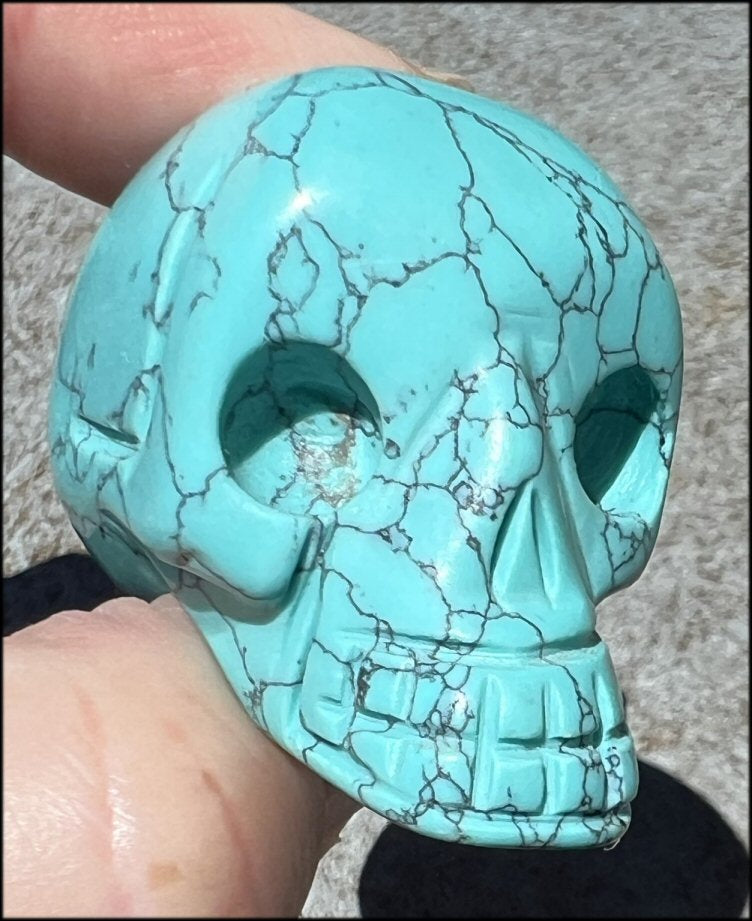 Sky Blue Turquoise HOWLITE Crystal Skull - Calm Communication, Memory