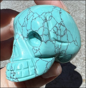 Sky Blue Turquoise HOWLITE Crystal Skull - Calm Communication, Memory