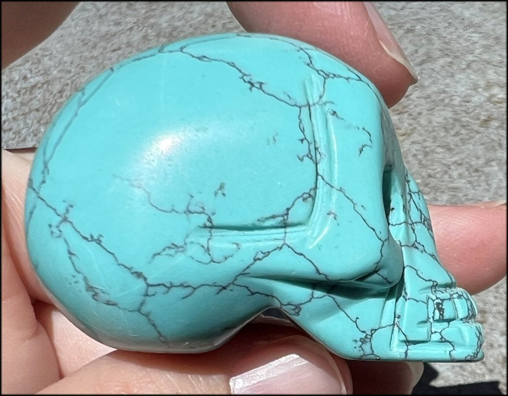 Sky Blue Turquoise HOWLITE Crystal Skull - Calm Communication, Memory