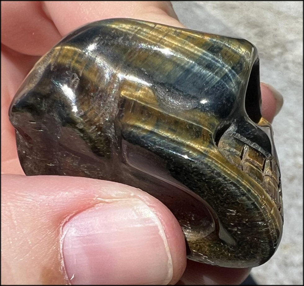 ~Unusual~ Natural Blue AND Golden Tiger Eye CRYSTAL SKULL