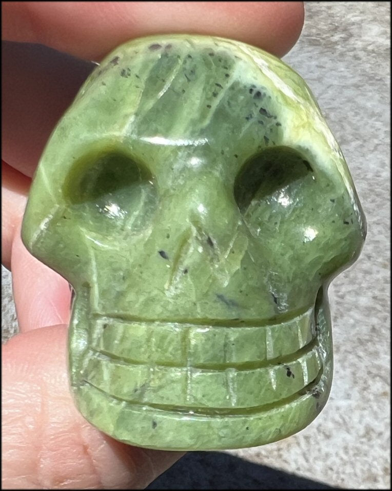 Nephrite Jade CRYSTAL SKULL - Combat negative thoughts, Heart Chakra