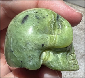 Nephrite Jade CRYSTAL SKULL - Combat negative thoughts, Heart Chakra