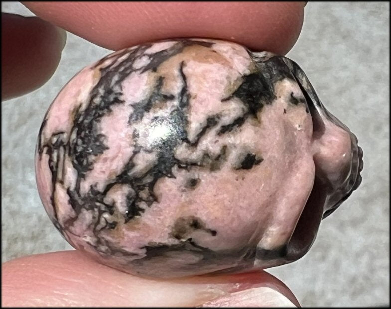 Small RHODONITE Collector's Crystal Skull - Open Heart Chakra, Self-Healing
