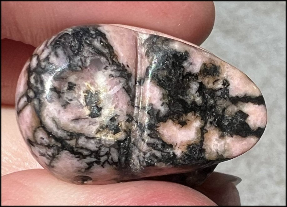 Small RHODONITE Collector's Crystal Skull - Open Heart Chakra, Self-Healing