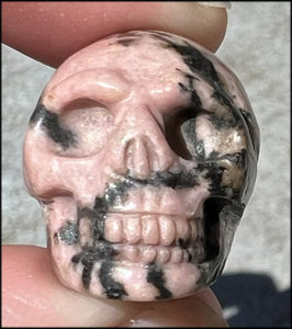 Small RHODONITE Collector's Crystal Skull - Open Heart Chakra, Self-Healing