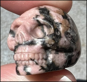 Small RHODONITE Collector's Crystal Skull - Open Heart Chakra, Self-Healing