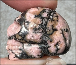 Small RHODONITE Collector's Crystal Skull - Open Heart Chakra, Self-Healing