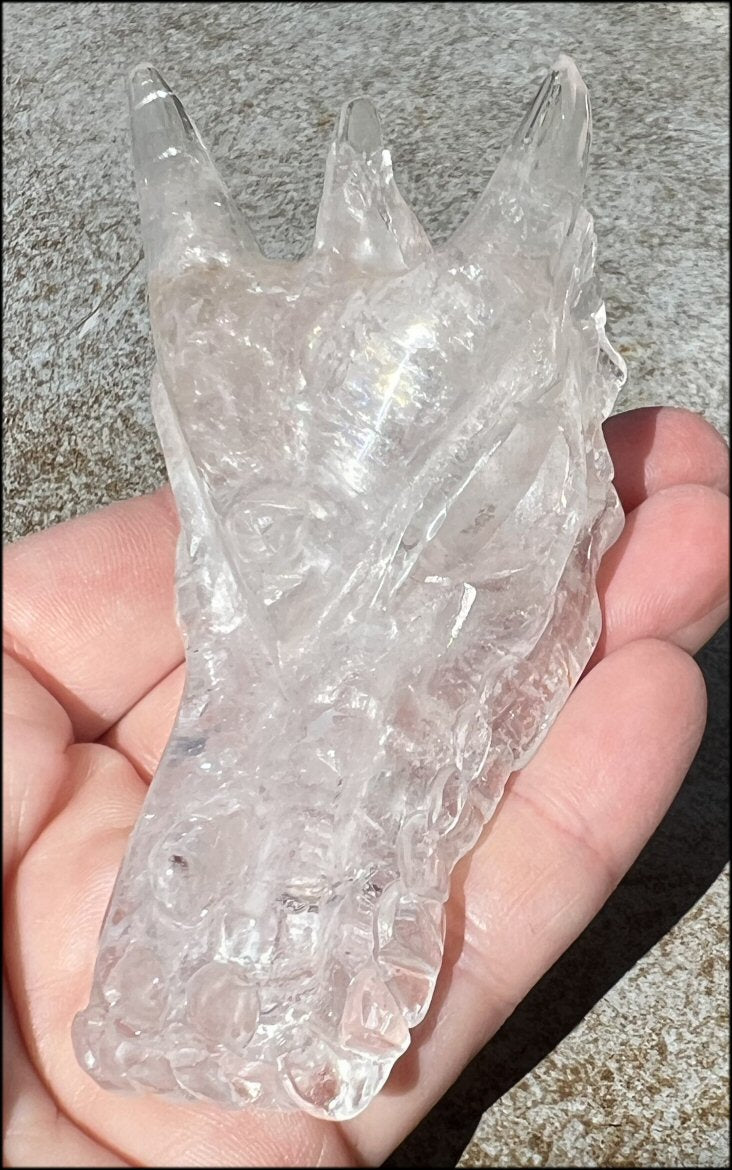 Quartz Dragon Crystal Skull with Chlorite and Hematite inclusions - Focus, Transformation