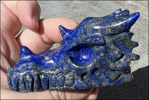 Lapis Lazuli DRAGON Crystal Skull with Metallic PYRITE inclusions - Manifestation, Throat Chakra