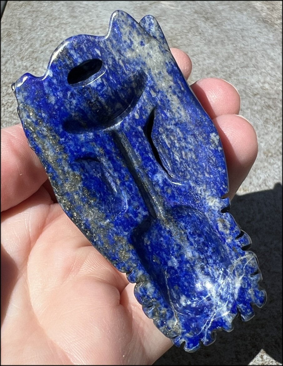 Lapis Lazuli DRAGON Crystal Skull with Metallic PYRITE inclusions - Manifestation, Throat Chakra