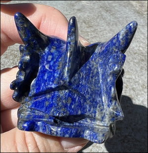 Lapis Lazuli DRAGON Crystal Skull with Metallic PYRITE inclusions - Manifestation, Throat Chakra