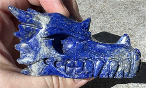 Lapis Lazuli DRAGON Crystal Skull with Metallic PYRITE inclusions - Manifestation, Throat Chakra