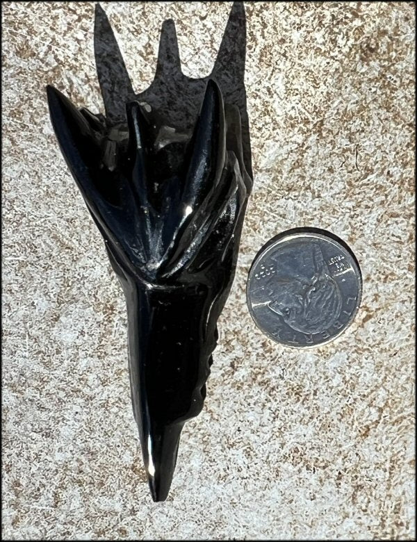 Black Obsidian PHOENIX Crystal Skull - Protection, Remove negativity - Scorpio!
