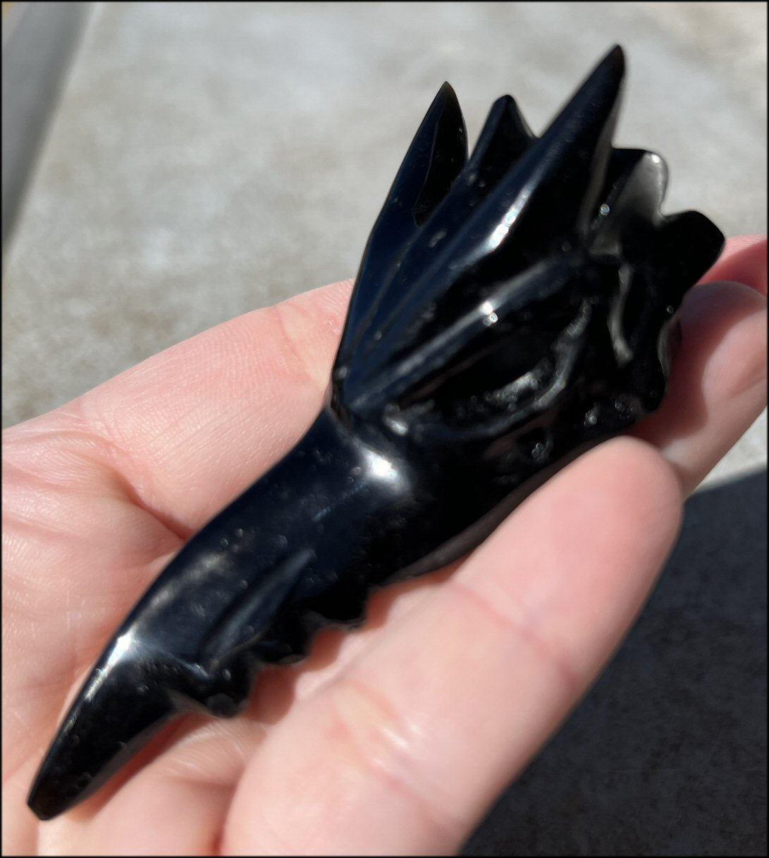 Black Obsidian PHOENIX Crystal Skull - Protection, Remove negativity - Scorpio!