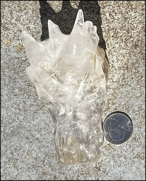 Large QUARTZ Dragon Crystal Skull with Hematite inclusions, beautiful shimmery areas!