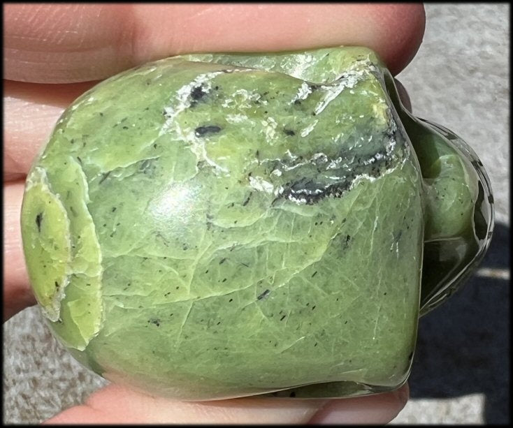 Nephrite Jade CRYSTAL SKULL - Combat negative thoughts, Heart Chakra