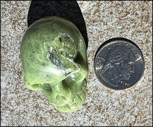 Nephrite Jade CRYSTAL SKULL - Combat negative thoughts, Heart Chakra