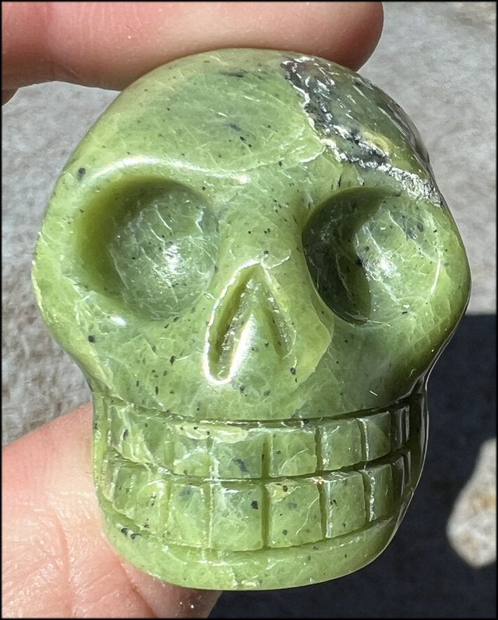 Nephrite Jade CRYSTAL SKULL - Combat negative thoughts, Heart Chakra
