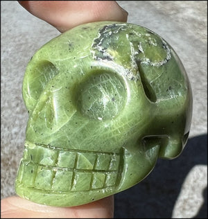 Nephrite Jade CRYSTAL SKULL - Combat negative thoughts, Heart Chakra