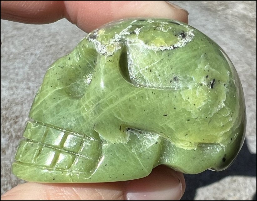 Nephrite Jade CRYSTAL SKULL - Combat negative thoughts, Heart Chakra