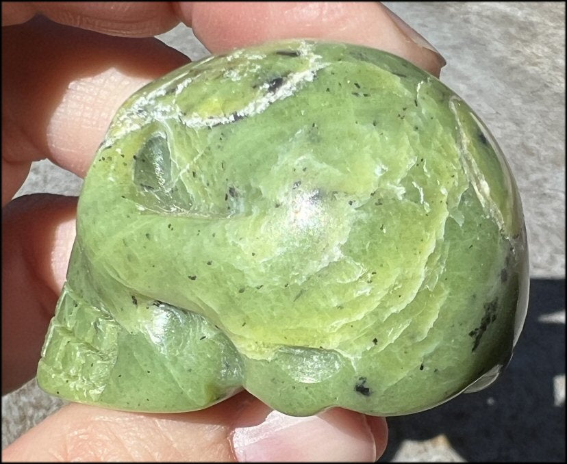 Nephrite Jade CRYSTAL SKULL - Combat negative thoughts, Heart Chakra