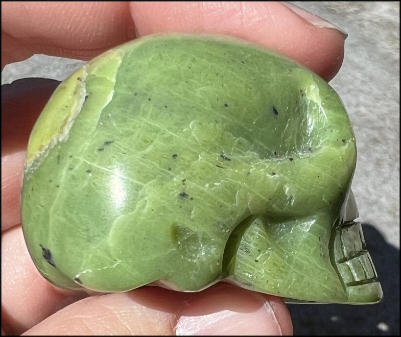 Nephrite Jade CRYSTAL SKULL - Combat negative thoughts, Heart Chakra