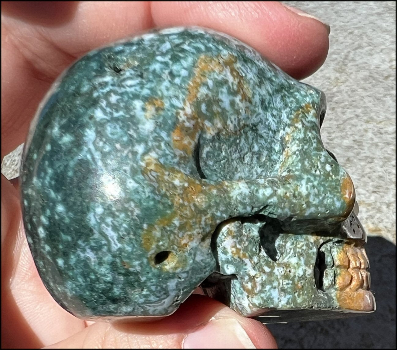 Ocean Jasper CRYSTAL SKULL - Protection, Heart Chakra