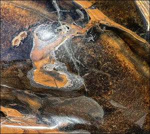 ~Shimmery~ LifeSize TIGER IRON Crystal Skull with Blue Tiger's Eye inclusion, Lots of Hematite and Yellow Jasper