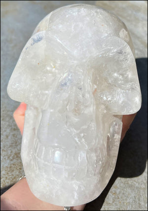 LifeSize Himalayan Quartz Crystal Skull with Shimmery Rainbows, Multi-Colored Hematite - 12lbs+