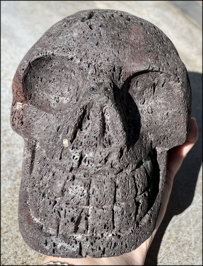 LifeSize Black + Red Volcanic Lava Crystal Skull - With Synergy 12+ Years, From Sherry's Personal Collection