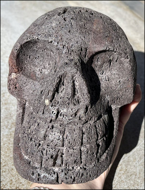 LifeSize Black + Red Volcanic Lava Crystal Skull - With Synergy 12+ Years, From Sherry's Personal Collection