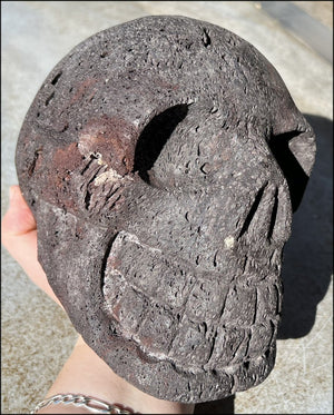 LifeSize Black + Red Volcanic Lava Crystal Skull - With Synergy 12+ Years, From Sherry's Personal Collection