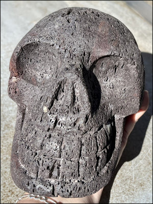 LifeSize Black + Red Volcanic Lava Crystal Skull - With Synergy 12+ Years, From Sherry's Personal Collection