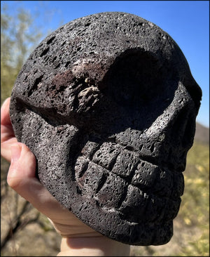 LifeSize Black + Red Volcanic Lava Crystal Skull - With Synergy 12+ Years, From Sherry's Personal Collection