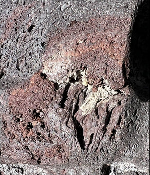 LifeSize Black + Red Volcanic Lava Crystal Skull - With Synergy 12+ Years, From Sherry's Personal Collection