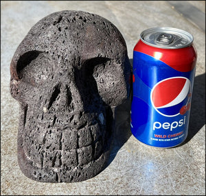 LifeSize Black + Red Volcanic Lava Crystal Skull - With Synergy 12+ Years, From Sherry's Personal Collection