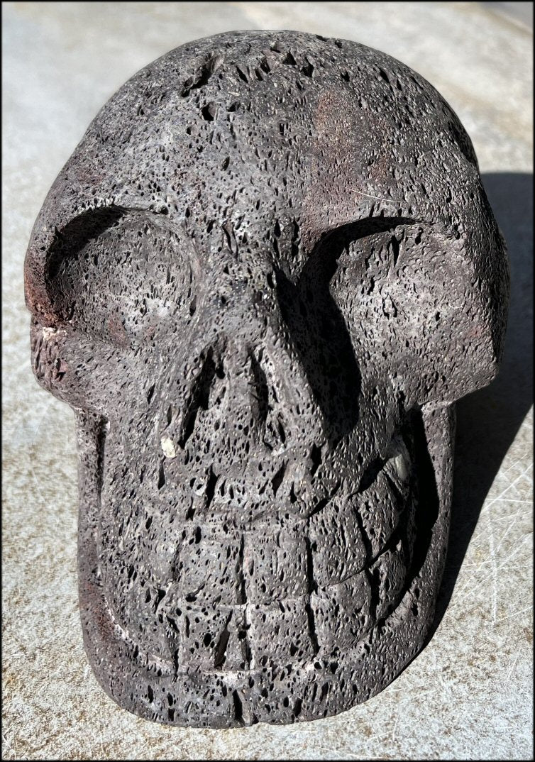 LifeSize Black + Red Volcanic Lava Crystal Skull - With Synergy 12+ Years, From Sherry's Personal Collection