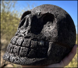 LifeSize Black + Red Volcanic Lava Crystal Skull - With Synergy 12+ Years, From Sherry's Personal Collection