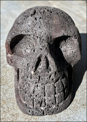 LifeSize Black + Red Volcanic Lava Crystal Skull - With Synergy 12+ Years, From Sherry's Personal Collection