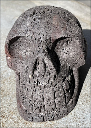 LifeSize Black + Red Volcanic Lava Crystal Skull - With Synergy 12+ Years, From Sherry's Personal Collection