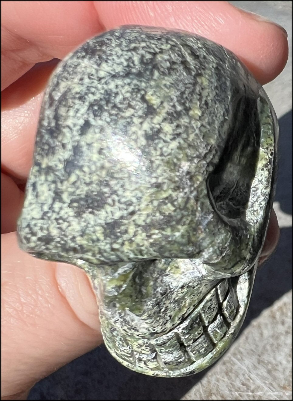 Chrysotile in Serpentine CRYSTAL SKULL with Shimmery Banding