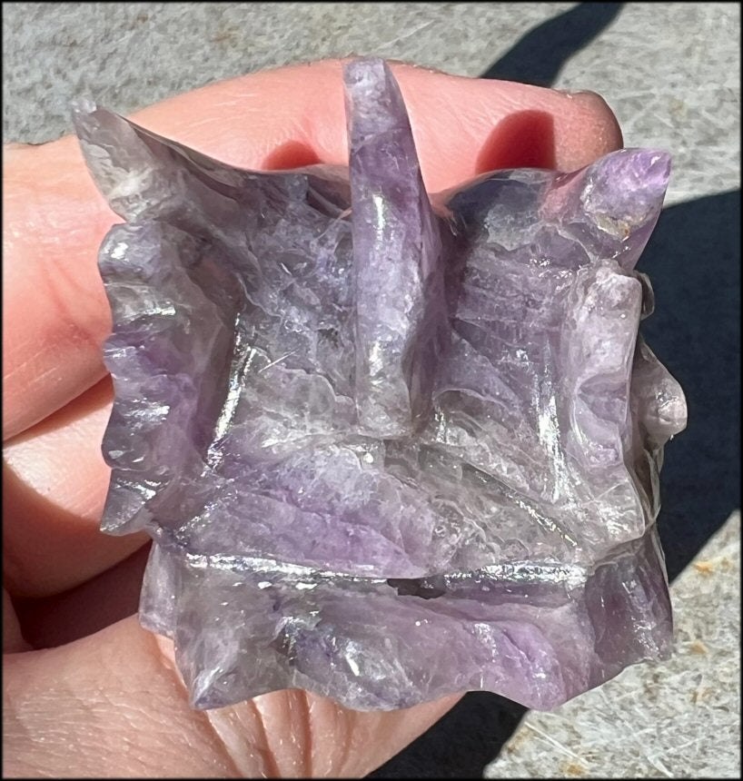 Fluorite DRAGON Crystal Skull with Hematite inclusions - Calming, Protective