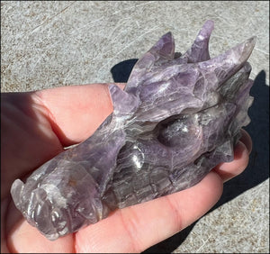 Fluorite DRAGON Crystal Skull with Hematite inclusions - Calming, Protective