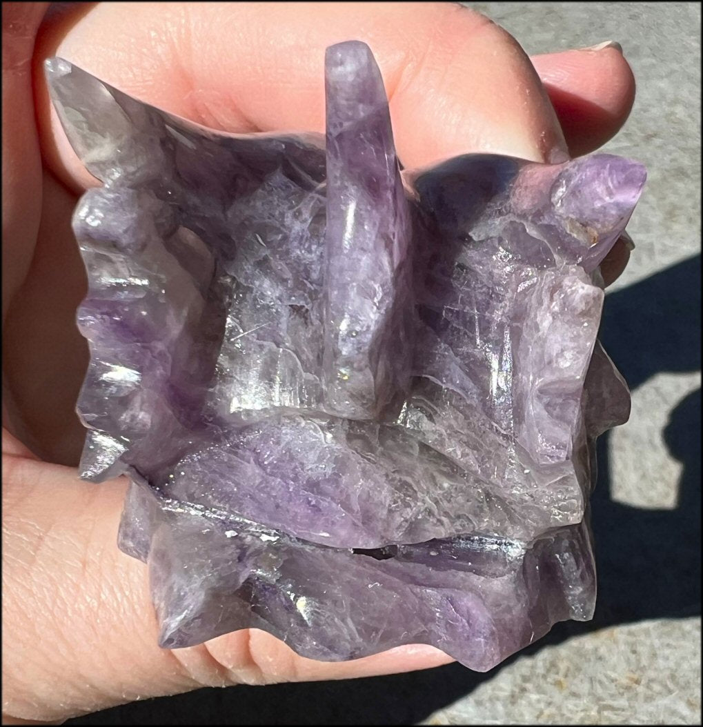 Fluorite DRAGON Crystal Skull with Hematite inclusions - Calming, Protective