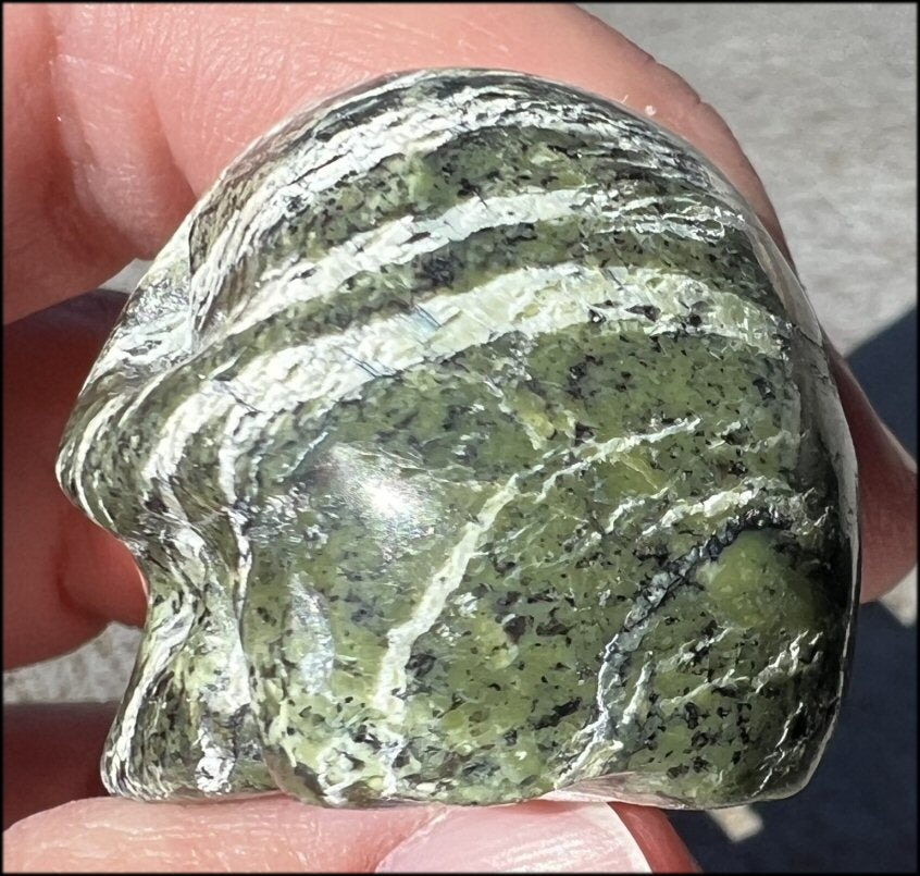 Chrysotile in Serpentine CRYSTAL SKULL with Shimmery Banding