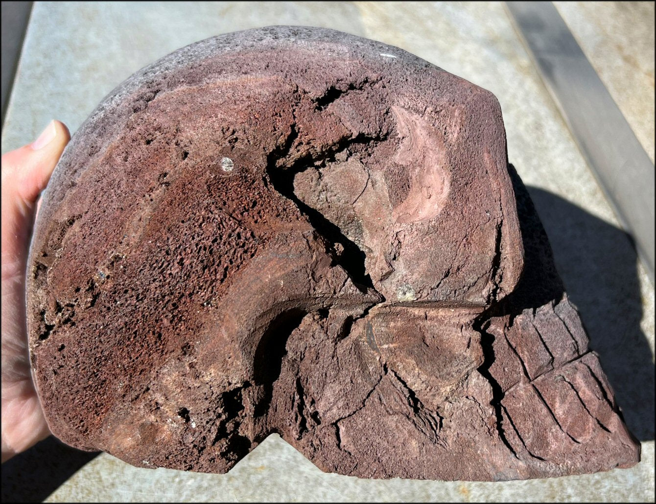 Larger Than LifeSize Black + Red Volcanic Lava Crystal Skull "LUDO" - With Synergy 10+ Years