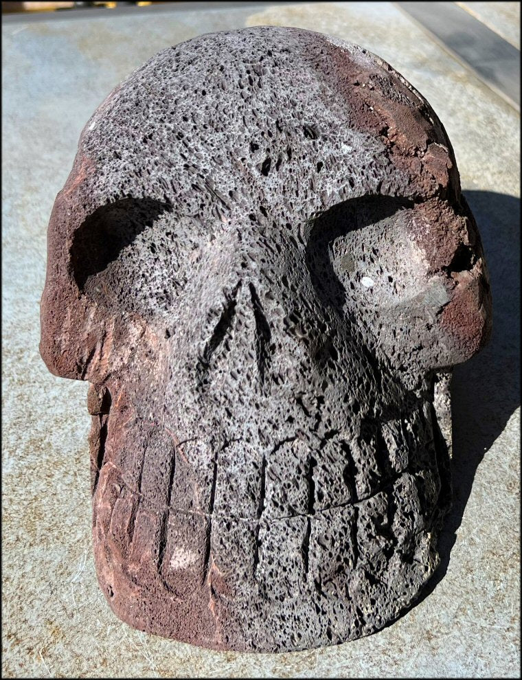 Larger Than LifeSize Black + Red Volcanic Lava Crystal Skull "LUDO" - With Synergy 10+ Years