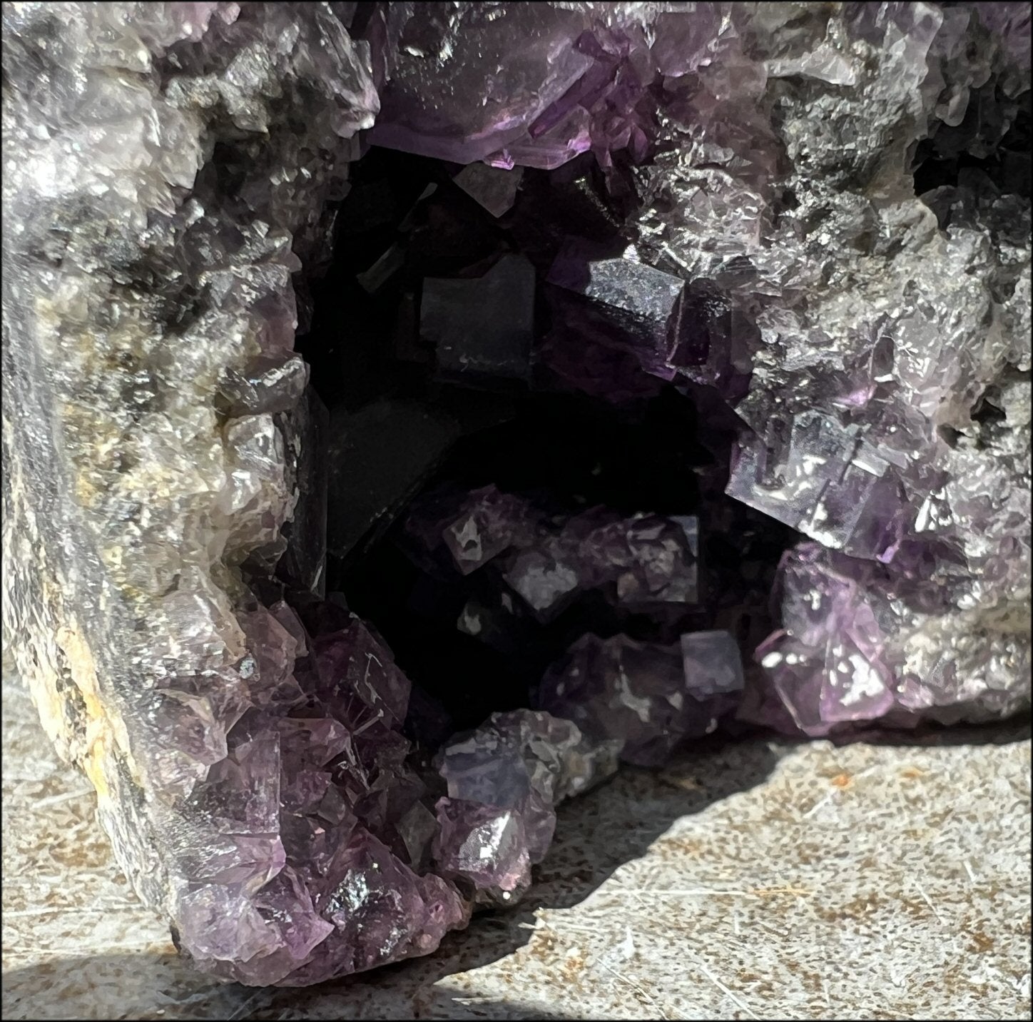 Limestone + Cubic Purple FLUORITE Metamorphosis Crystal Skull with Fantastic Vugs